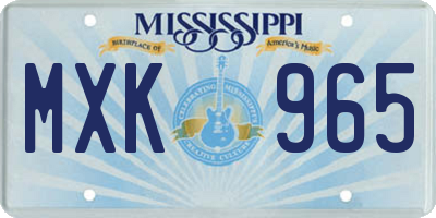 MS license plate MXK965