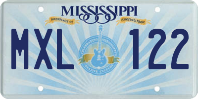 MS license plate MXL122