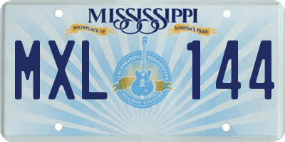 MS license plate MXL144