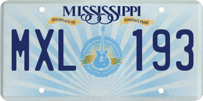 MS license plate MXL193