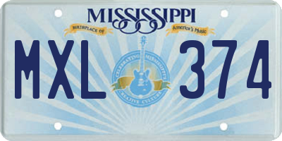 MS license plate MXL374