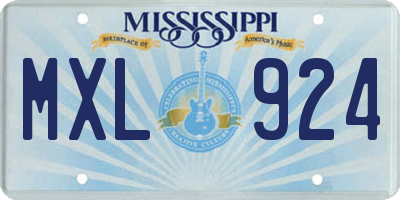 MS license plate MXL924