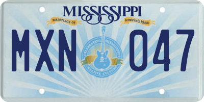 MS license plate MXN047