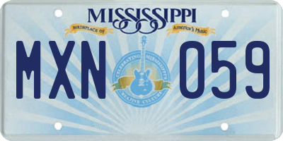 MS license plate MXN059