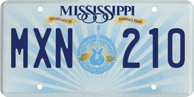 MS license plate MXN210