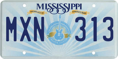 MS license plate MXN313