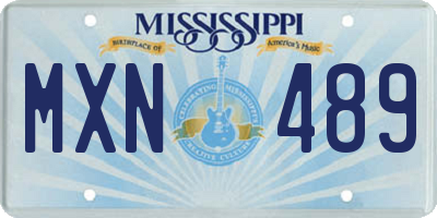 MS license plate MXN489