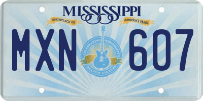 MS license plate MXN607