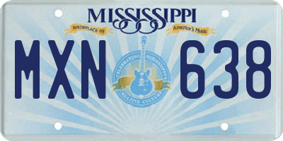 MS license plate MXN638