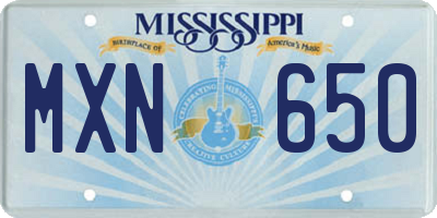 MS license plate MXN650