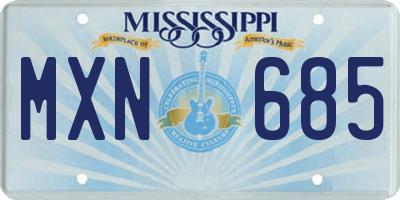 MS license plate MXN685