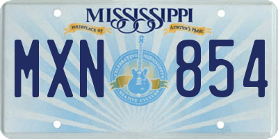 MS license plate MXN854