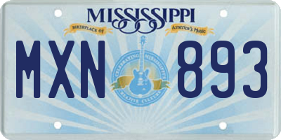 MS license plate MXN893