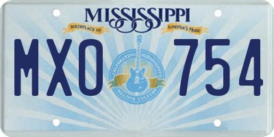 MS license plate MXO754