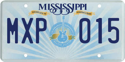 MS license plate MXP015