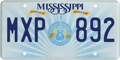 MS license plate MXP892