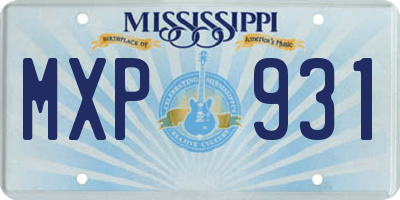 MS license plate MXP931