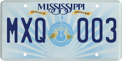MS license plate MXQ003