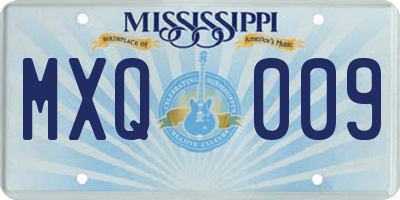 MS license plate MXQ009