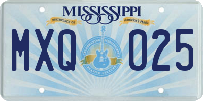 MS license plate MXQ025