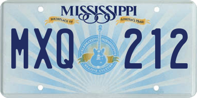 MS license plate MXQ212