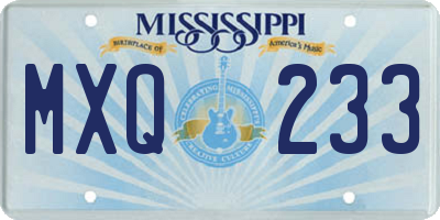 MS license plate MXQ233