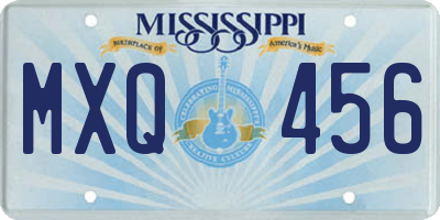 MS license plate MXQ456