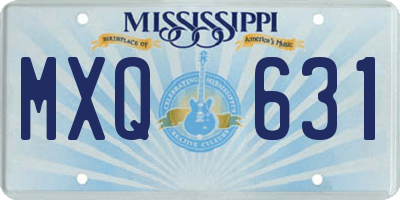 MS license plate MXQ631