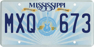 MS license plate MXQ673