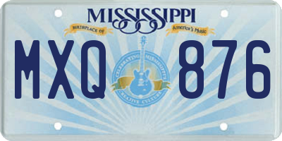 MS license plate MXQ876