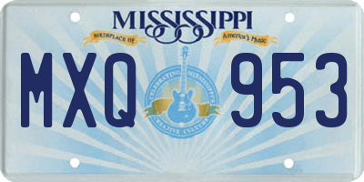 MS license plate MXQ953