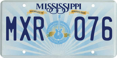MS license plate MXR076