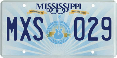 MS license plate MXS029