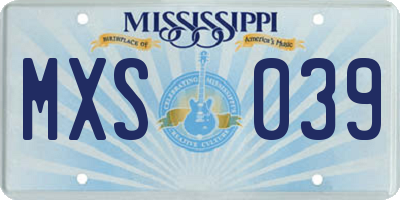 MS license plate MXS039