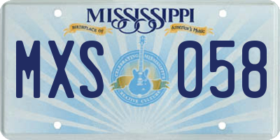 MS license plate MXS058