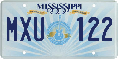 MS license plate MXU122