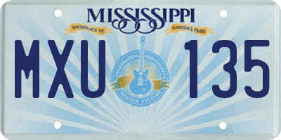 MS license plate MXU135