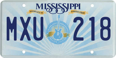 MS license plate MXU218