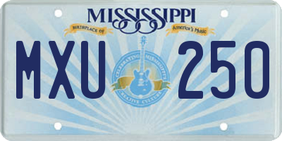MS license plate MXU250