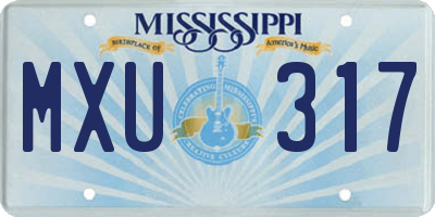 MS license plate MXU317