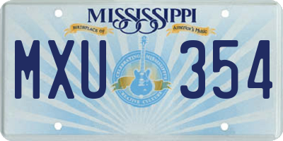 MS license plate MXU354