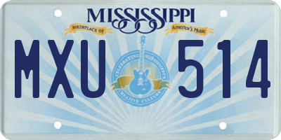 MS license plate MXU514