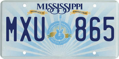 MS license plate MXU865