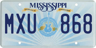 MS license plate MXU868