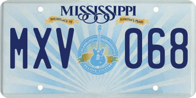 MS license plate MXV068