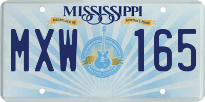 MS license plate MXW165