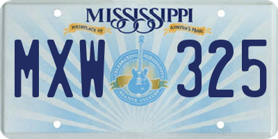 MS license plate MXW325