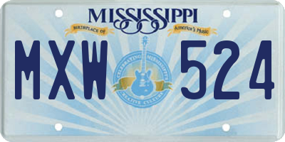 MS license plate MXW524