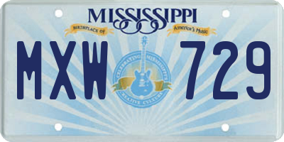 MS license plate MXW729