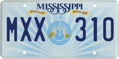 MS license plate MXX310